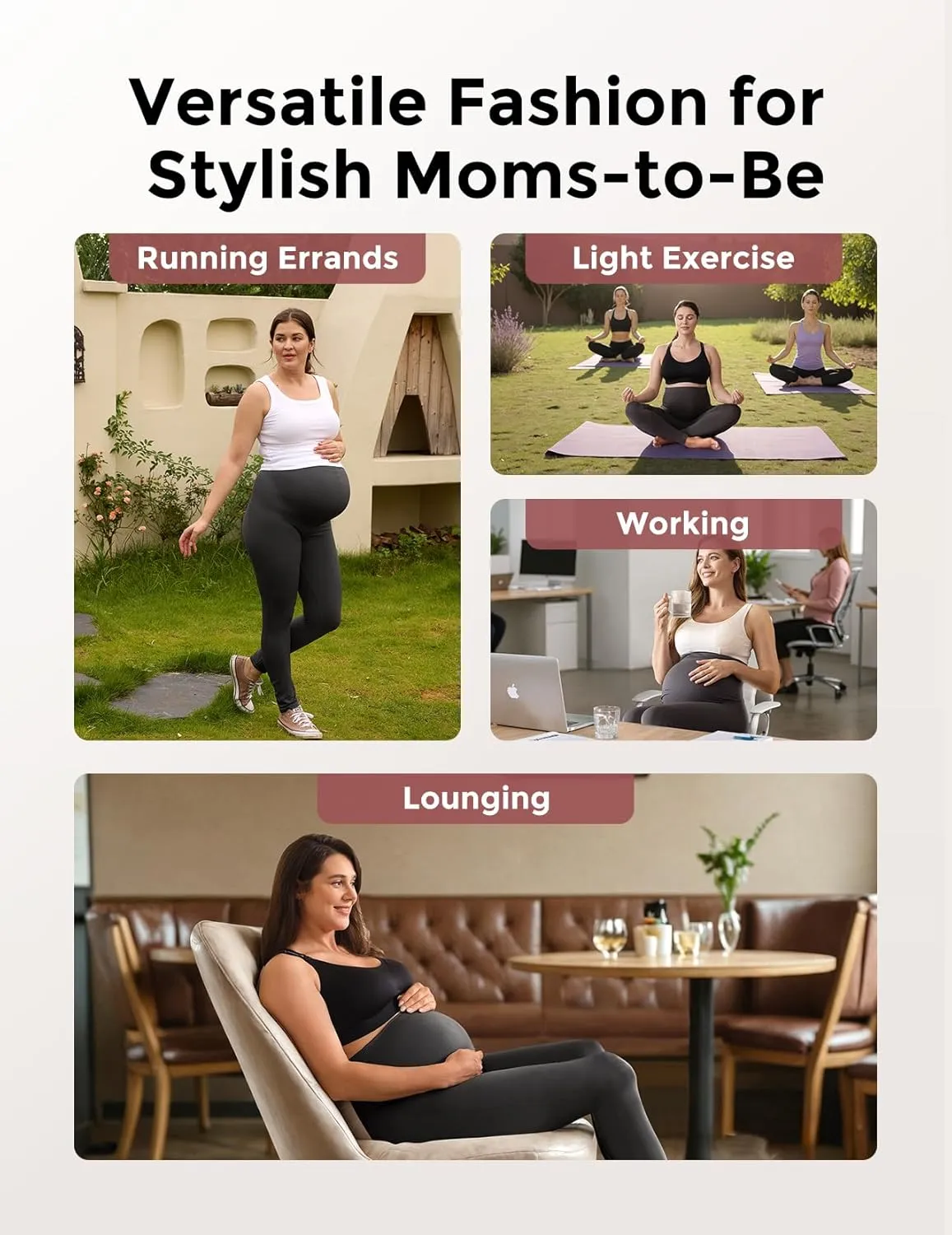 Momcozy Maternity Leggings Over The Belly Maternity Yoga Pants for Women Pregnancy Leggings Workout Tights Pants