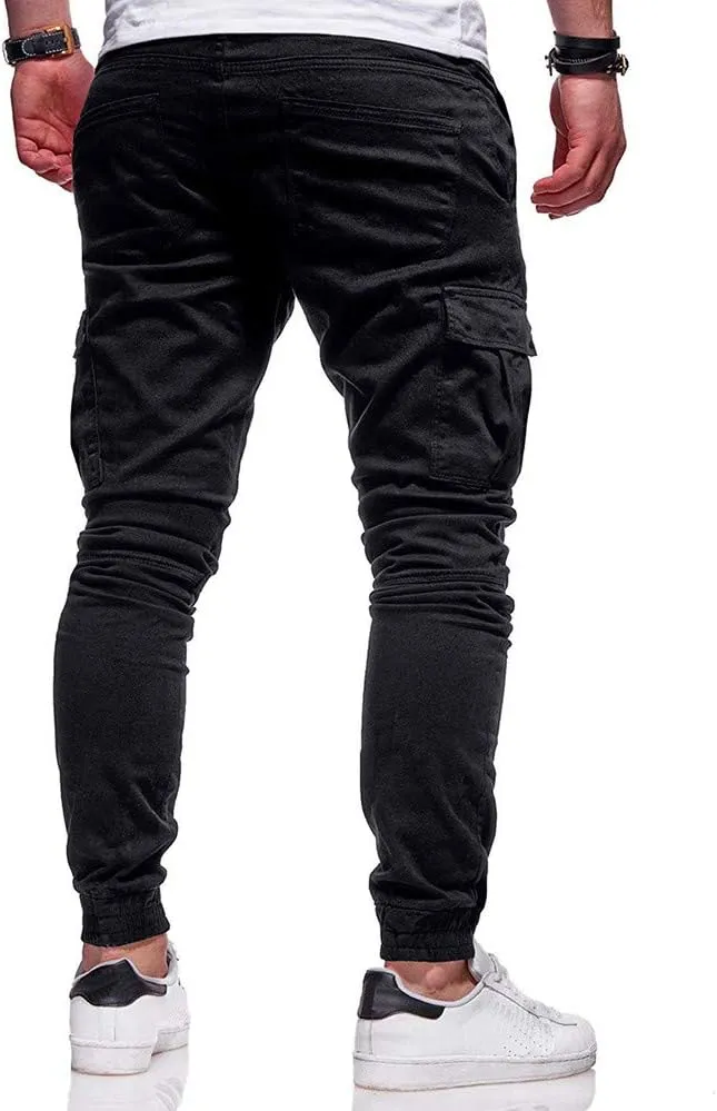 NATHGAM Fashion Mens Casual Pants Slim Fit Chino Pants Training Trousers Drawstring Jogger Pants Outdoor Cargo Pant Sweatpant