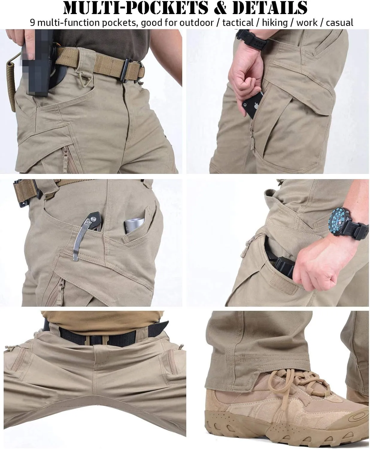 NAVEKULL Men's Military Cargo Tactical Pants Ripstop Lightweight Cotton Stretch Combat Outdoor Hiking Pants
