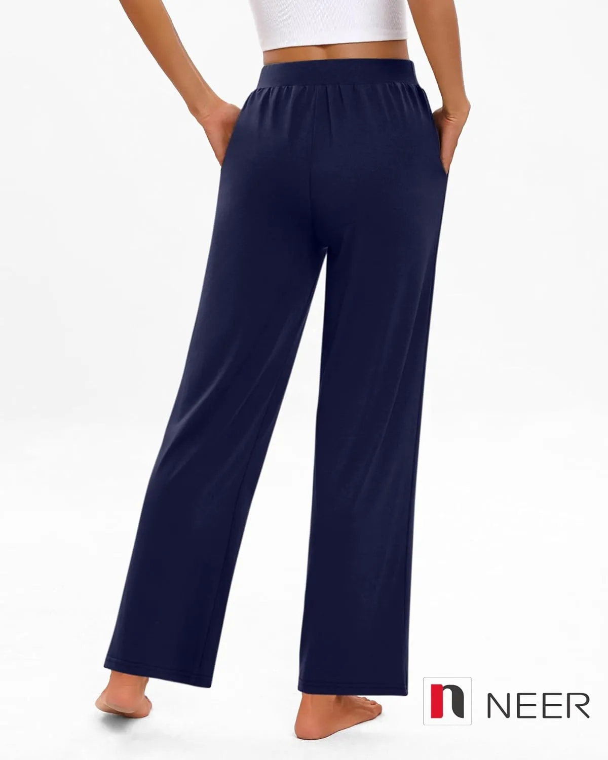 Neer 4 Pack Women's Wide Leg Sweatpants, Lounge Pajama Pants Loose Cotton Yoga Pant Elastic Waist Workout Jogger with Pockets