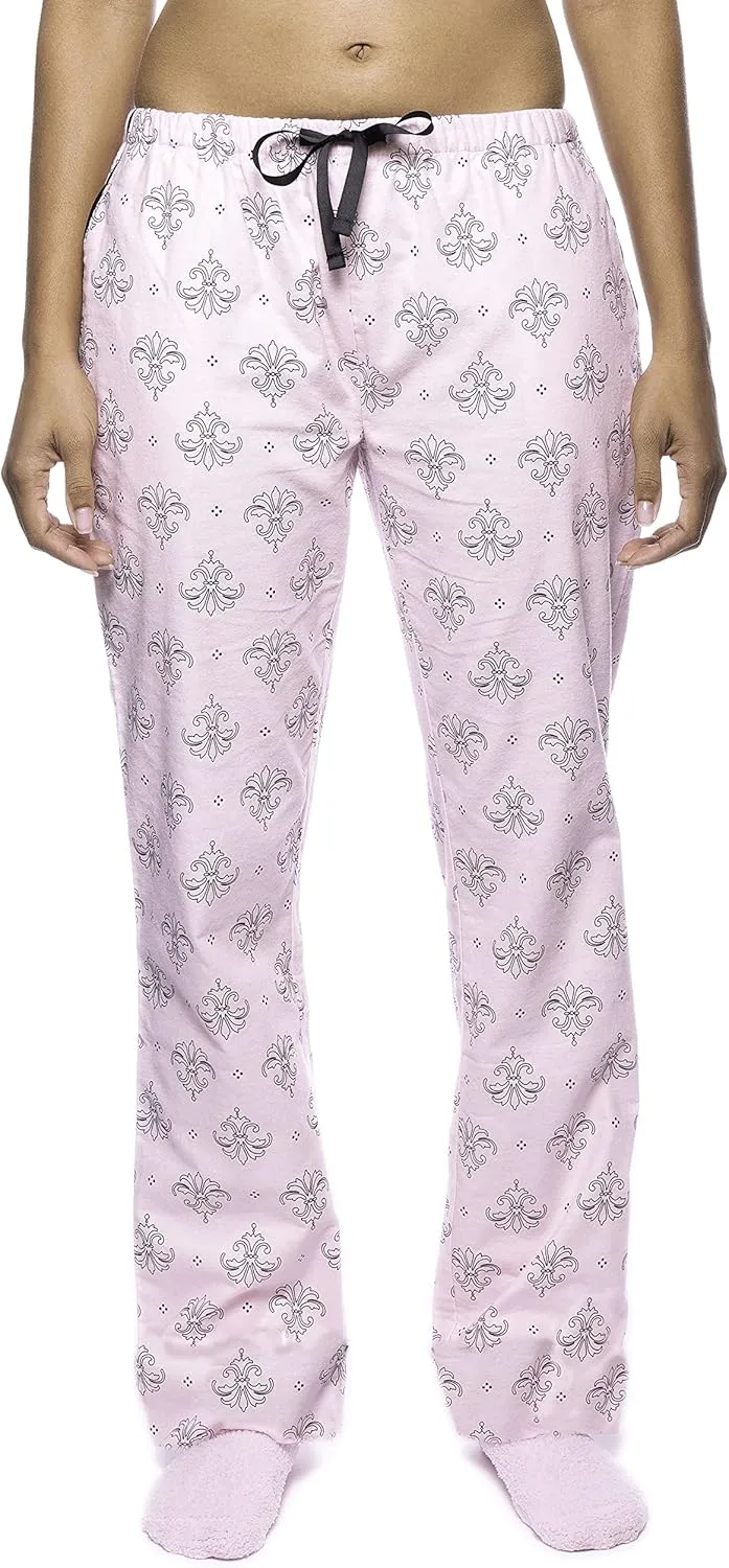 Noble Mount Womens Pajama Pants - 100% Cotton Flannel Lounge Pants with Pockets & Drawstring