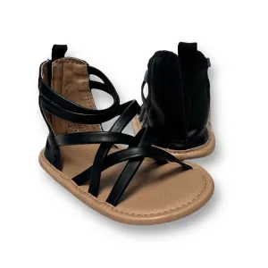 Old Navy Baby Girl Size 6-12 Months Black Strappy Easy-On Sandals