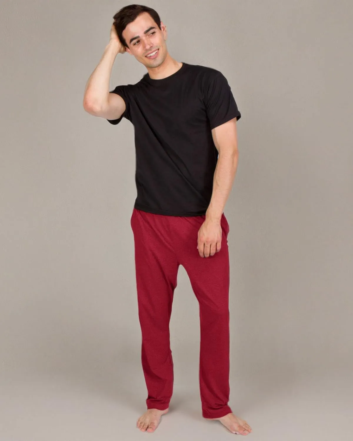 Performance Dry Fit Pajama Pants for Men - Stretch Lounge Pjs with Pockets, Tapered Fit, Solid