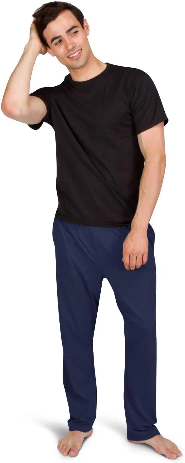 Performance Dry Fit Pajama Pants for Men - Stretch Lounge Pjs with Pockets, Tapered Fit, Solid