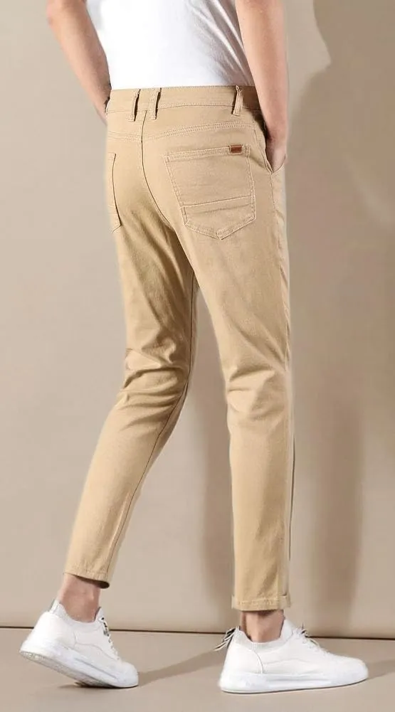 Plaid&Plain Men's Slim Fit Khaki Pants Stretch Cropped Chino Skinny Pants