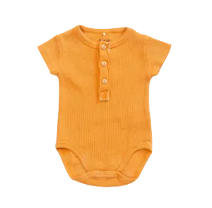 Play UP - Baby Ribbed Henley Onesie in Mustard