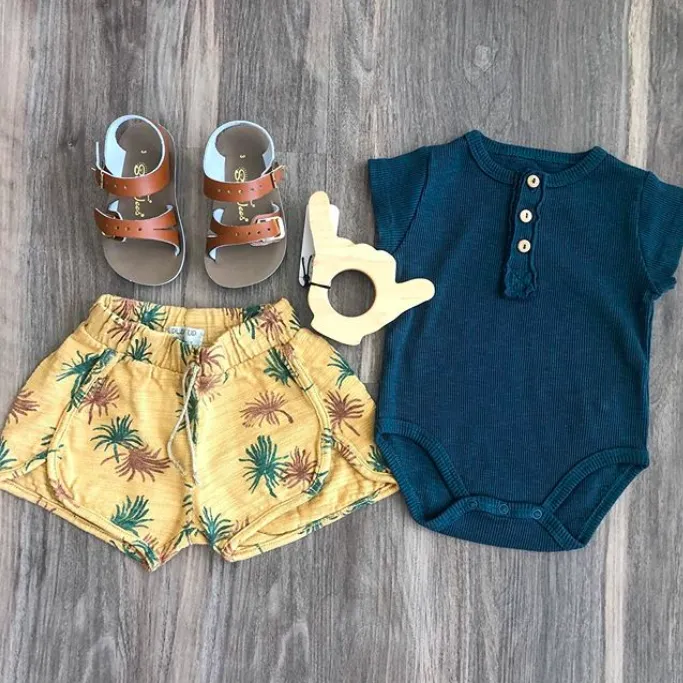 Play UP - Palm Baby Shorties in Mustard