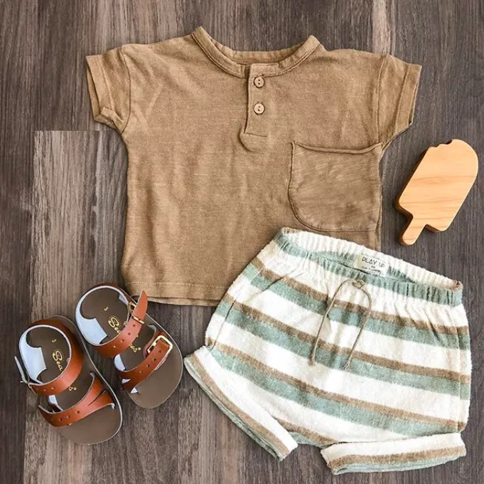 Play UP - Striped Baby Shorties in Cream