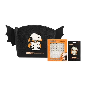 Profusion Cosmetics Peanuts Halloween Count Snoopy Cosmetic Bag Set with Gems, Features Dazzling Face Jewels and A Vanity Bag for Makeup Essentials