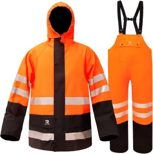 Rain Suits Waterproof for Men & Women Heavy Duty Rain Gear High Visibility Reflective Jacket Bib Pants