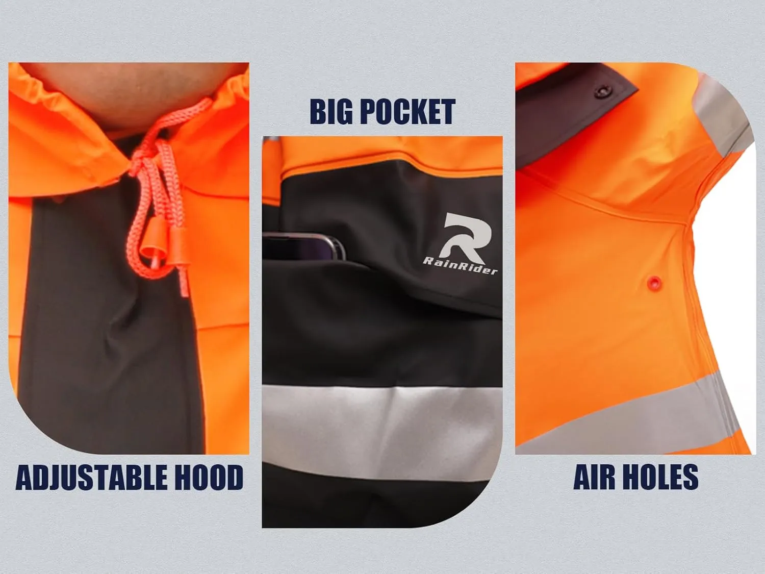 Rain Suits Waterproof for Men & Women Heavy Duty Rain Gear High Visibility Reflective Jacket Bib Pants