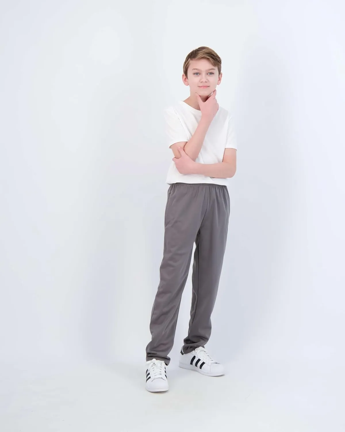 Real Essentials 3 Pack: Boys' Tricot Open Bottom Fleece-Lined Sweatpants with Pockets