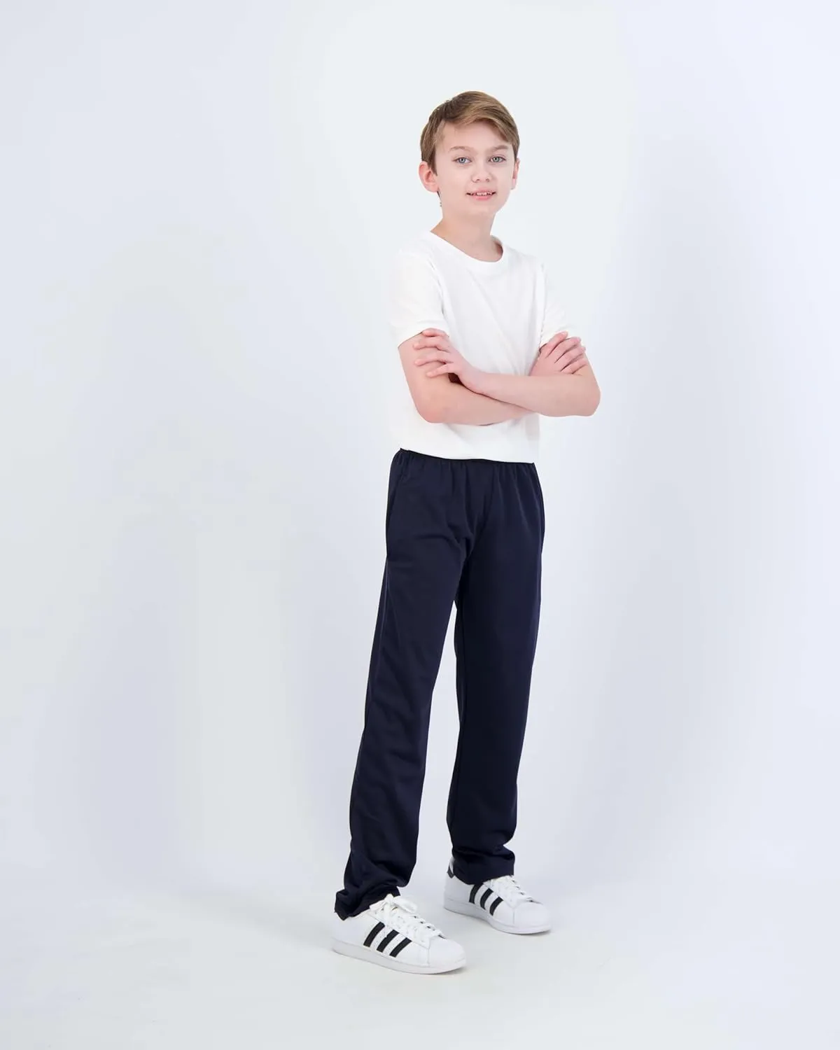 Real Essentials 3 Pack: Boys' Tricot Open Bottom Fleece-Lined Sweatpants with Pockets