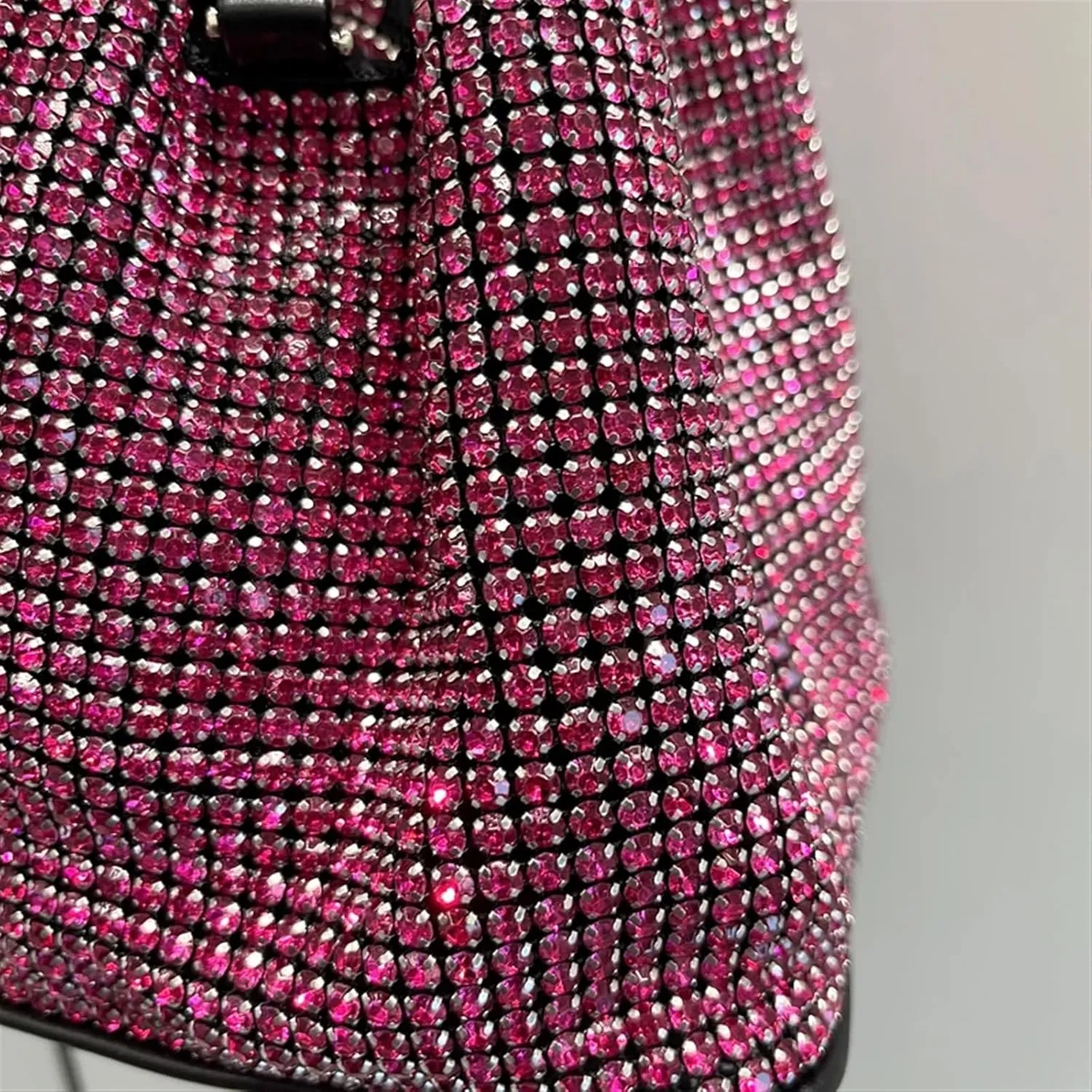 Rhinestone Bags Shiny Crystal Clutch Purse Bucket Shoulder Bag Rhinestone Handmade Purses and Handbags Luxury Designer Evening Clutch Bag Purse(Pink)