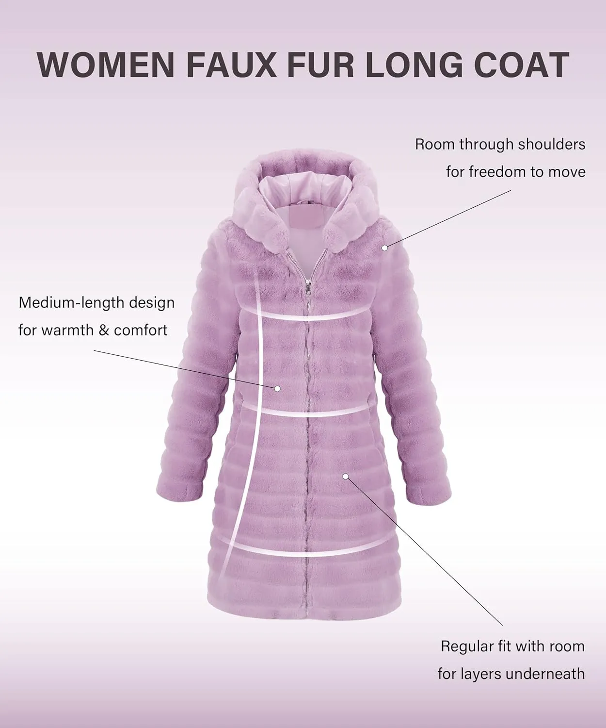 RISISSIDA Women Long Faux Fur Coat Fuzzy Jacket Hooded Winter Fall Warm Overcoat