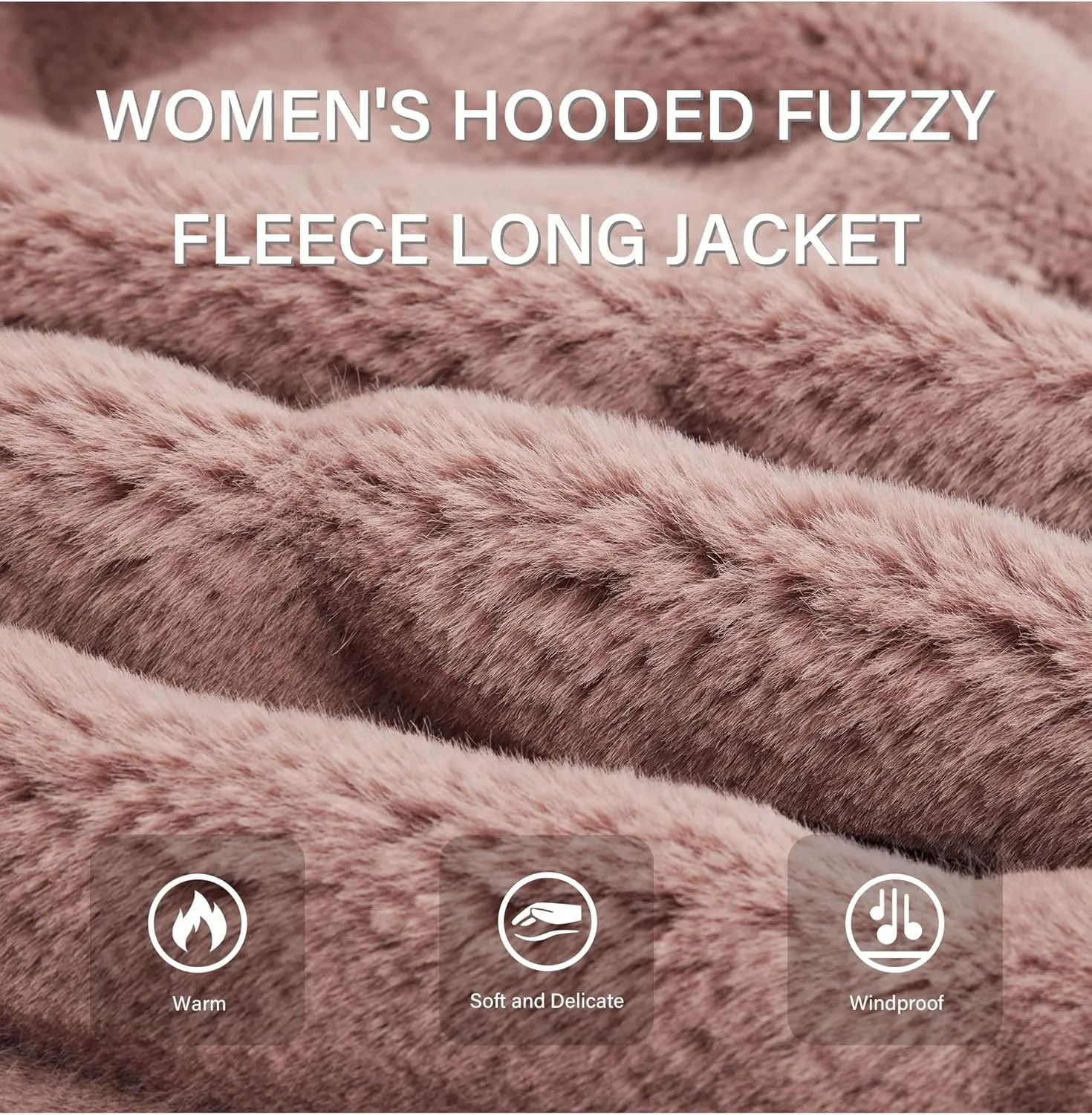 RISISSIDA Women Long Faux Fur Coat Fuzzy Jacket Hooded Winter Fall Warm Overcoat