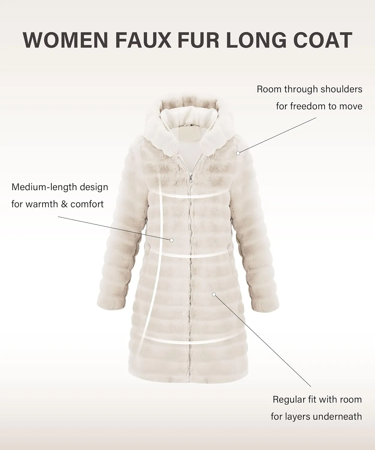 RISISSIDA Women Long Faux Fur Coat Fuzzy Jacket Hooded Winter Fall Warm Overcoat