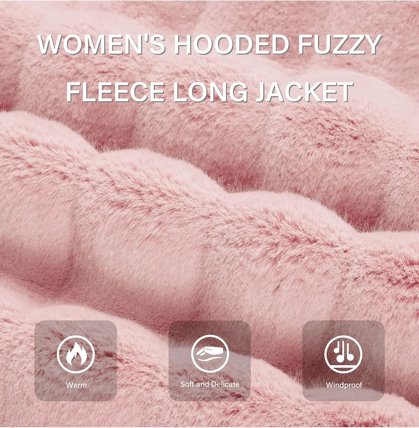 RISISSIDA Women Long Faux Fur Coat Fuzzy Jacket Hooded Winter Fall Warm Overcoat