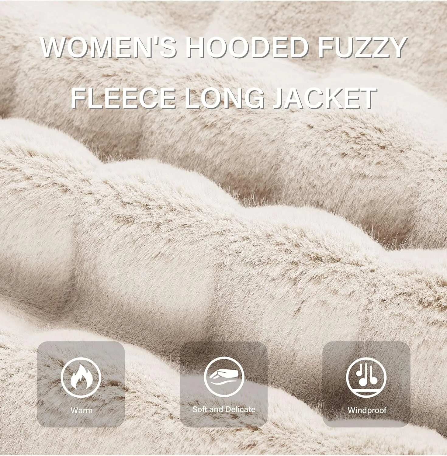 RISISSIDA Women Long Faux Fur Coat Fuzzy Jacket Hooded Winter Fall Warm Overcoat