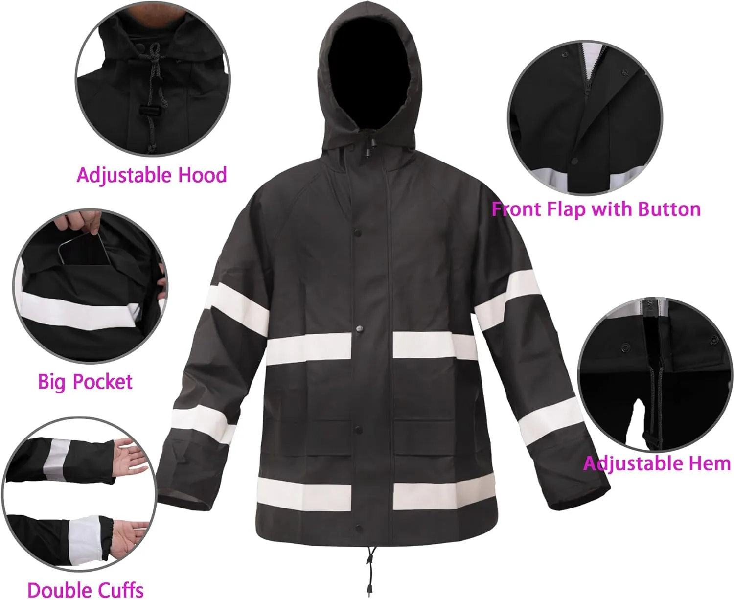Rizzon Rain Suits for Men Women Waterproof Heavy Duty Rain Gear Hi-Vis Rain Jacket & Pants for Fishing, Camping