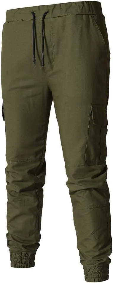 sdbrld Cargo Pants For Men Men's Fashion Outdoor Hiking Joggers Solid Drawstring Recreation Fitness Cargo Pants with Pocket