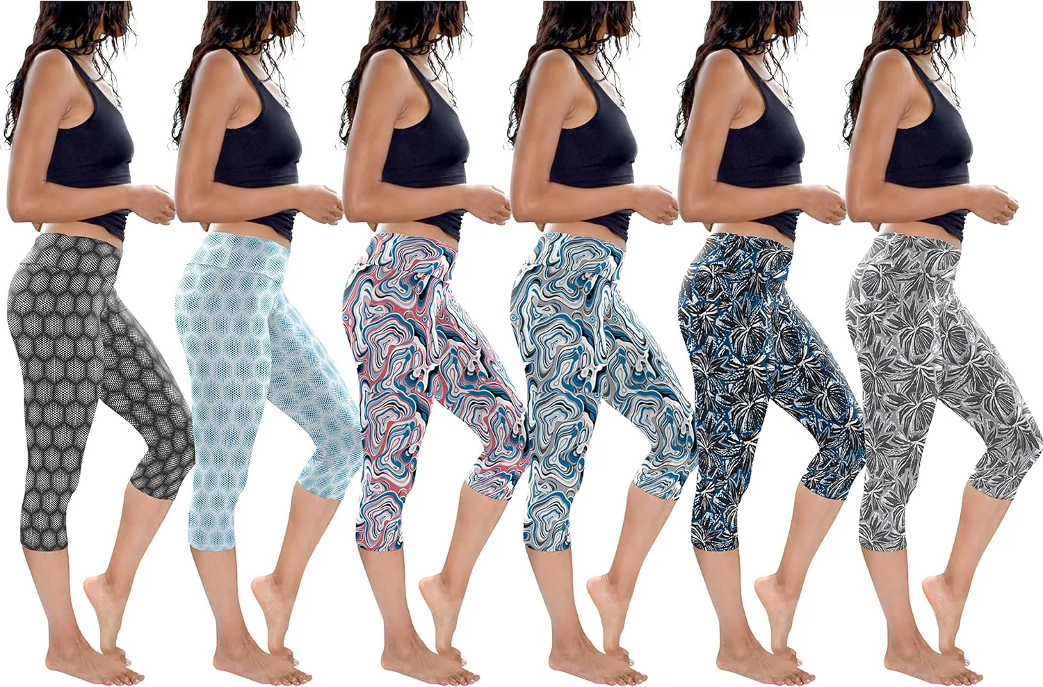 Sexy Basics Womens' Capri Length Skinny Pant Leggings | Ultra Soft Active Stretch Pants | Multi Packs & Colors