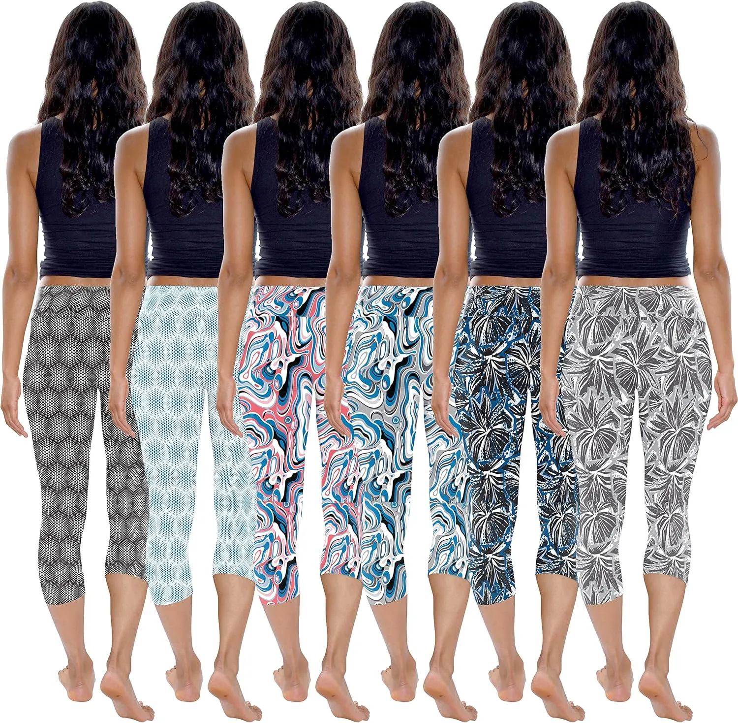 Sexy Basics Womens' Capri Length Skinny Pant Leggings | Ultra Soft Active Stretch Pants | Multi Packs & Colors