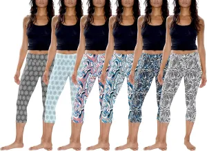 Sexy Basics Womens' Capri Length Skinny Pant Leggings | Ultra Soft Active Stretch Pants | Multi Packs & Colors
