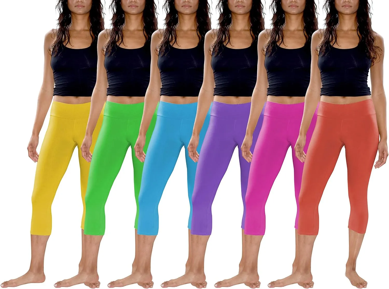 Sexy Basics Womens' Capri Length Skinny Pant Leggings | Ultra Soft Active Stretch Pants | Multi Packs & Colors