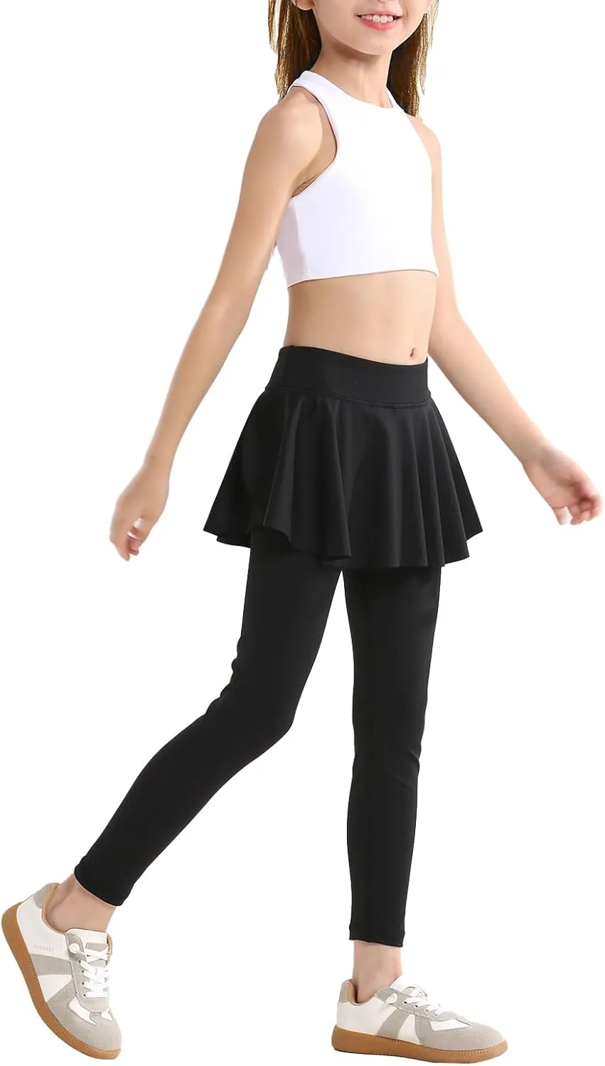 Skirt Leggings for Girls School Uniform, Pants for Girls Kids Toddler Ruffle Skirt Pull On Warm Clothes