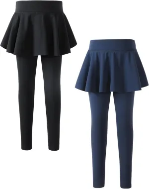 Skirt Leggings for Girls School Uniform, Pants for Girls Kids Toddler Ruffle Skirt Pull On Warm Clothes