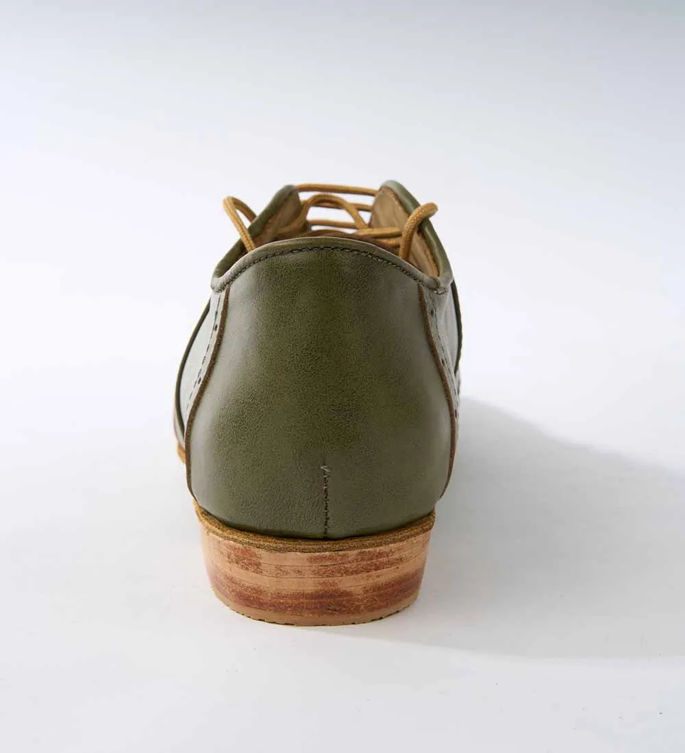 Sleek Monochromatic Olive Green Leather - Handmade Tango Shoes - Rock 3075
