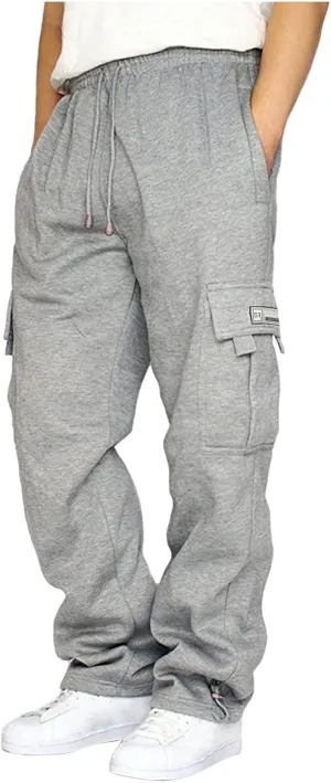 Slim Fit Cargo Pants for Men Baggy Sweatpants Plus Size Drawstring Straight Leg Work Pants with Pockets
