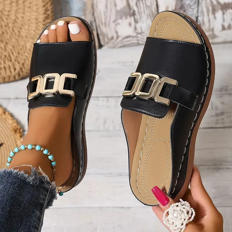 Solina  Buckled Slide Sandals