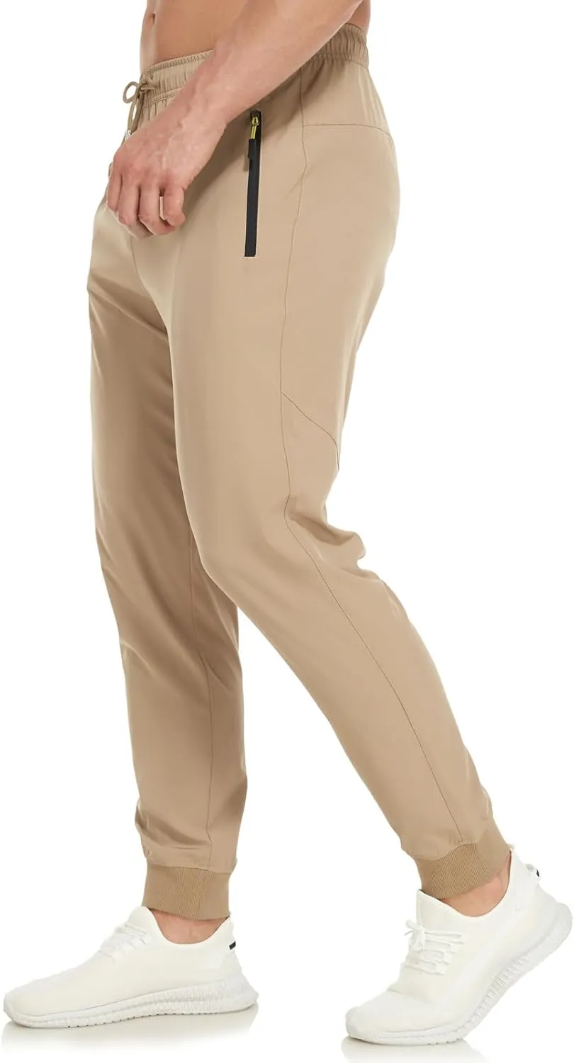 SPOSULEI Mens Joggers Lightweight Athletic Hiking Pants Quick Dry Running Track Gym Sweatpants with Zipper Pockets