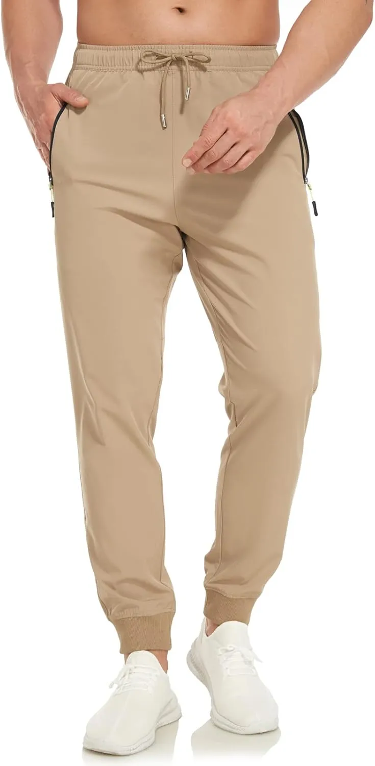 SPOSULEI Mens Joggers Lightweight Athletic Hiking Pants Quick Dry Running Track Gym Sweatpants with Zipper Pockets