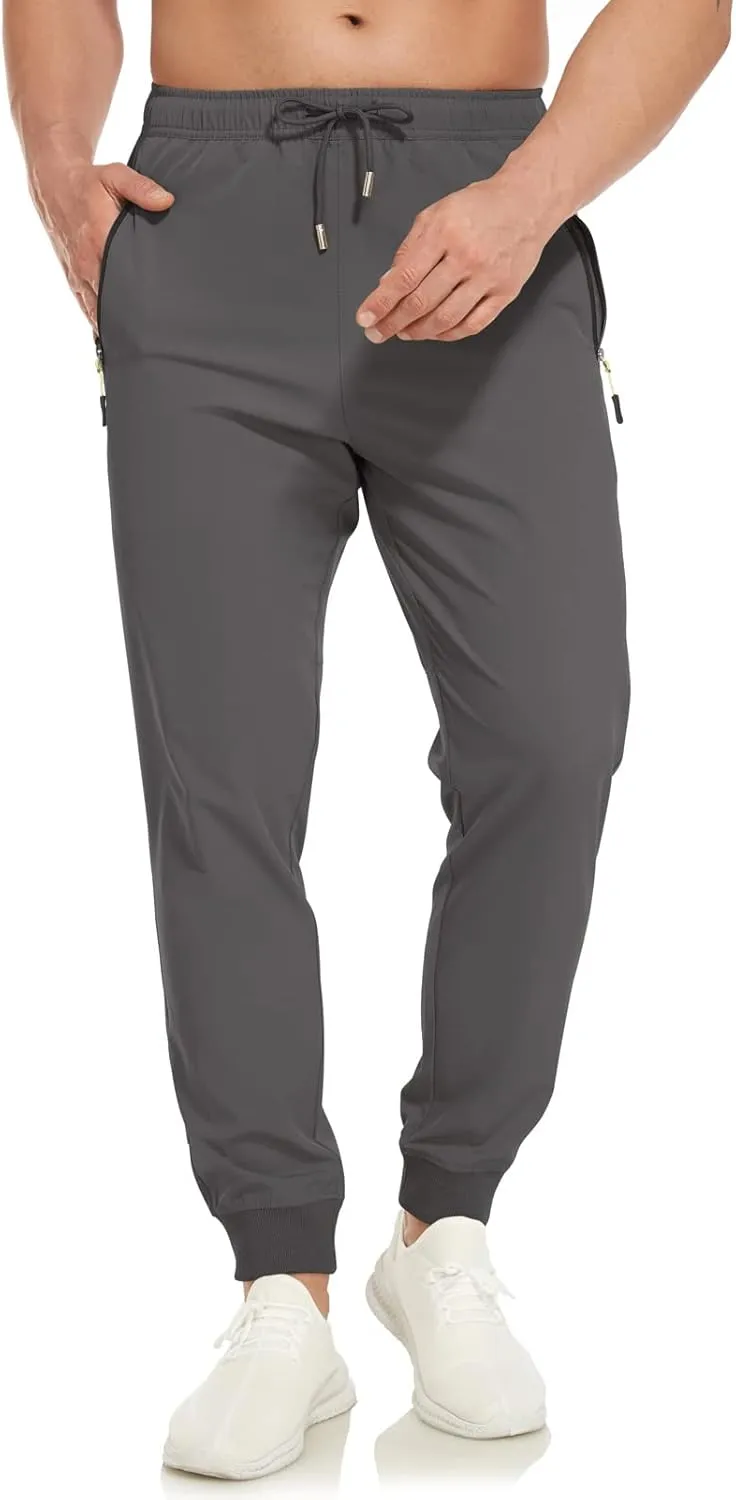 SPOSULEI Mens Joggers Lightweight Athletic Hiking Pants Quick Dry Running Track Gym Sweatpants with Zipper Pockets