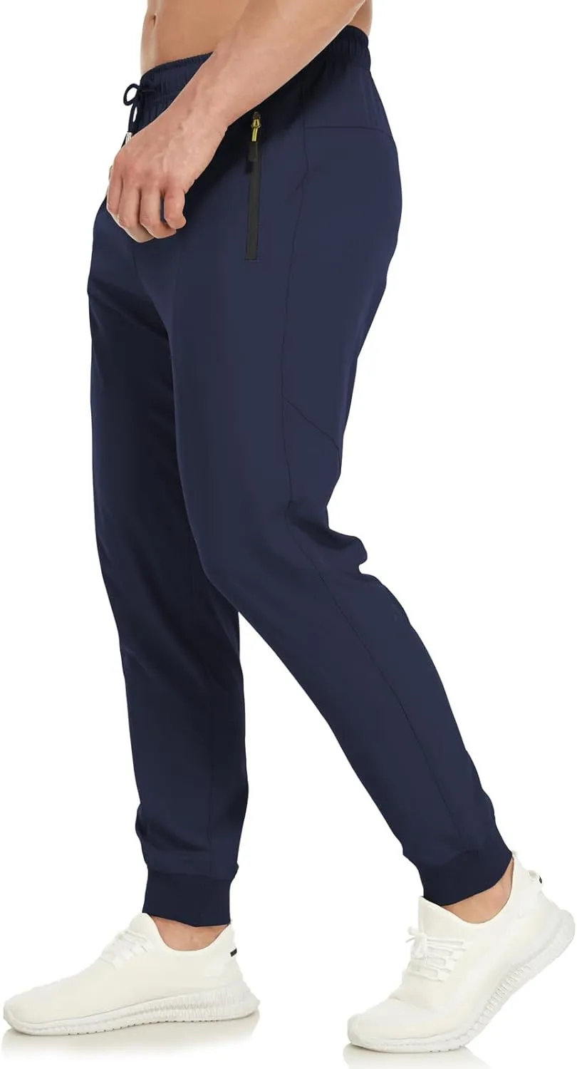 SPOSULEI Mens Joggers Lightweight Athletic Hiking Pants Quick Dry Running Track Gym Sweatpants with Zipper Pockets