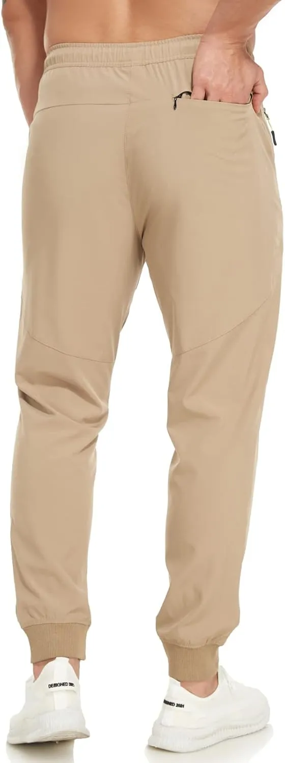 SPOSULEI Mens Joggers Lightweight Athletic Hiking Pants Quick Dry Running Track Gym Sweatpants with Zipper Pockets