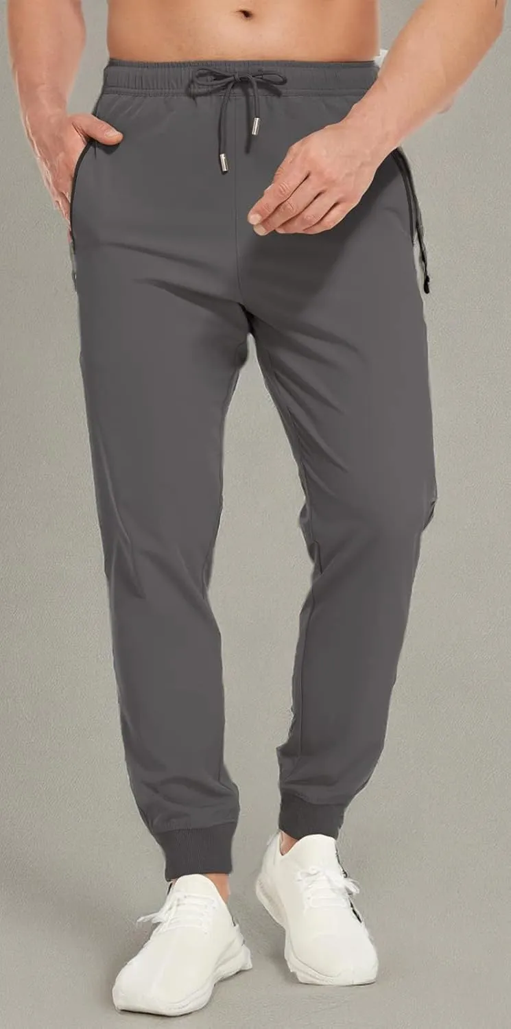SPOSULEI Mens Joggers Lightweight Athletic Hiking Pants Quick Dry Running Track Gym Sweatpants with Zipper Pockets