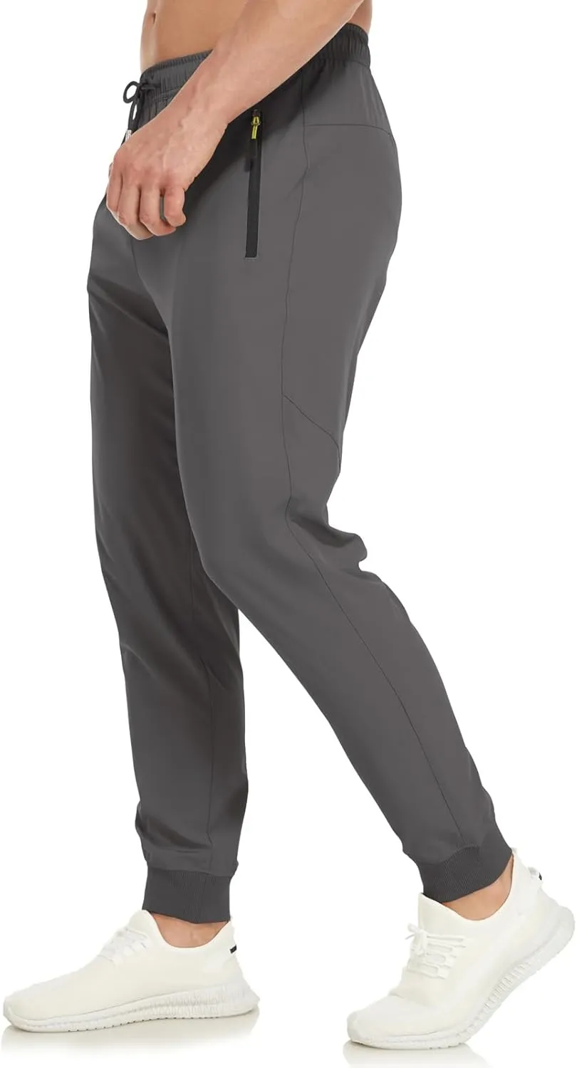 SPOSULEI Mens Joggers Lightweight Athletic Hiking Pants Quick Dry Running Track Gym Sweatpants with Zipper Pockets