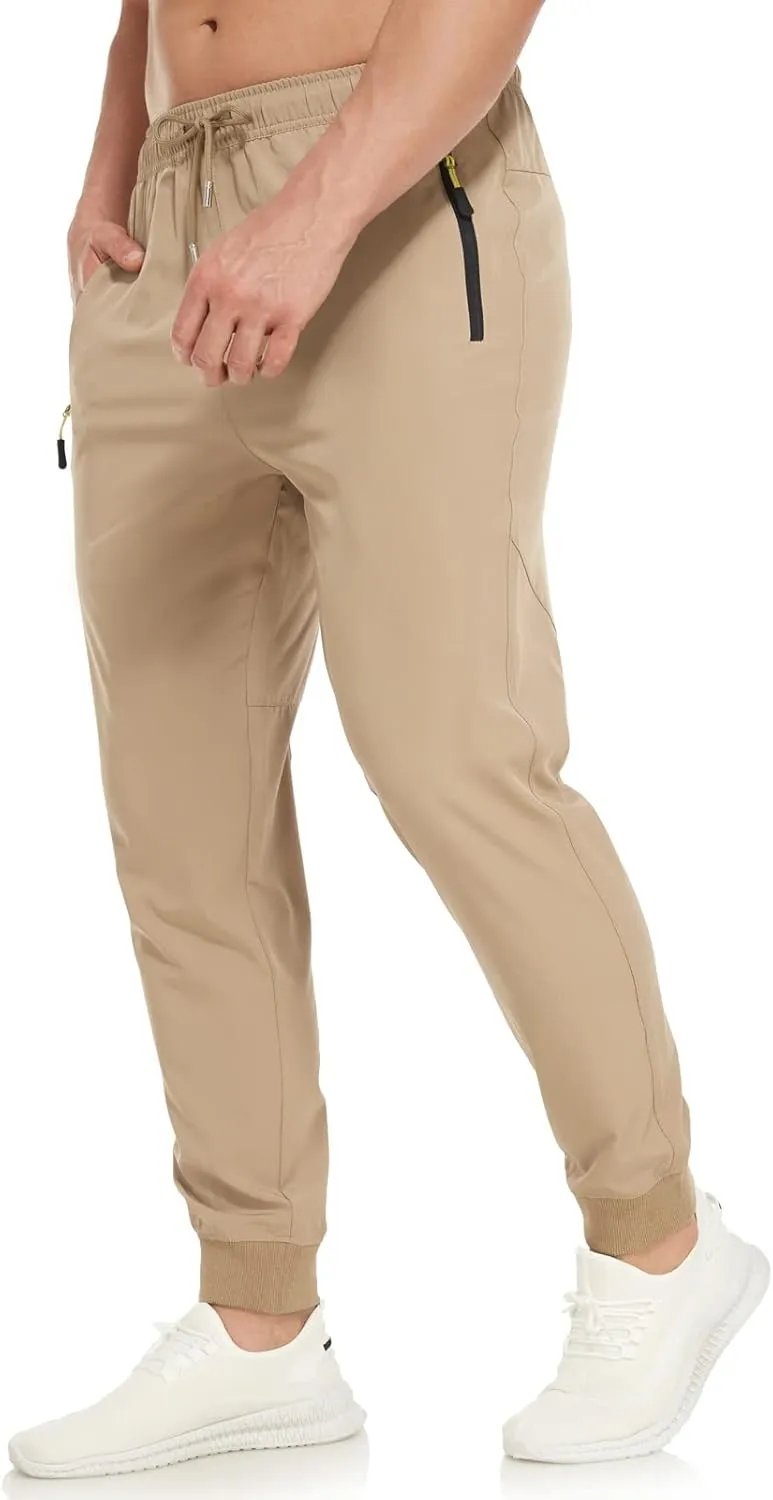 SPOSULEI Mens Joggers Lightweight Athletic Hiking Pants Quick Dry Running Track Gym Sweatpants with Zipper Pockets