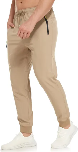 SPOSULEI Mens Joggers Lightweight Athletic Hiking Pants Quick Dry Running Track Gym Sweatpants with Zipper Pockets