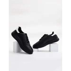 Stylish Black Synthetic Solid Sneakers For Men