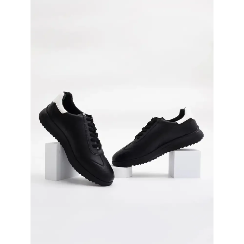 Stylish Black Synthetic Solid Sneakers For Men
