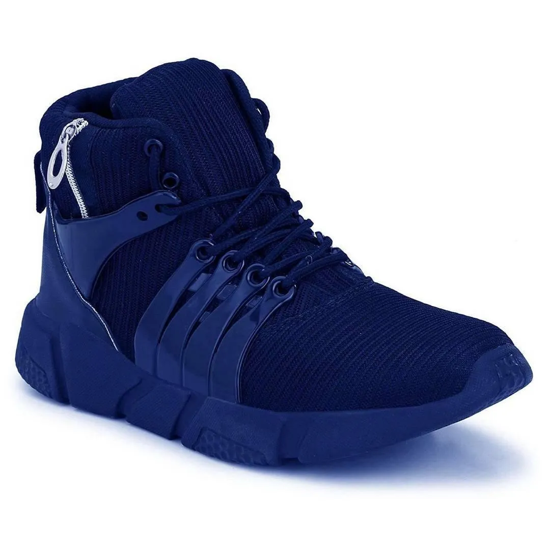 Stylish Navy Blue Mesh Running Sports Shoes For Men