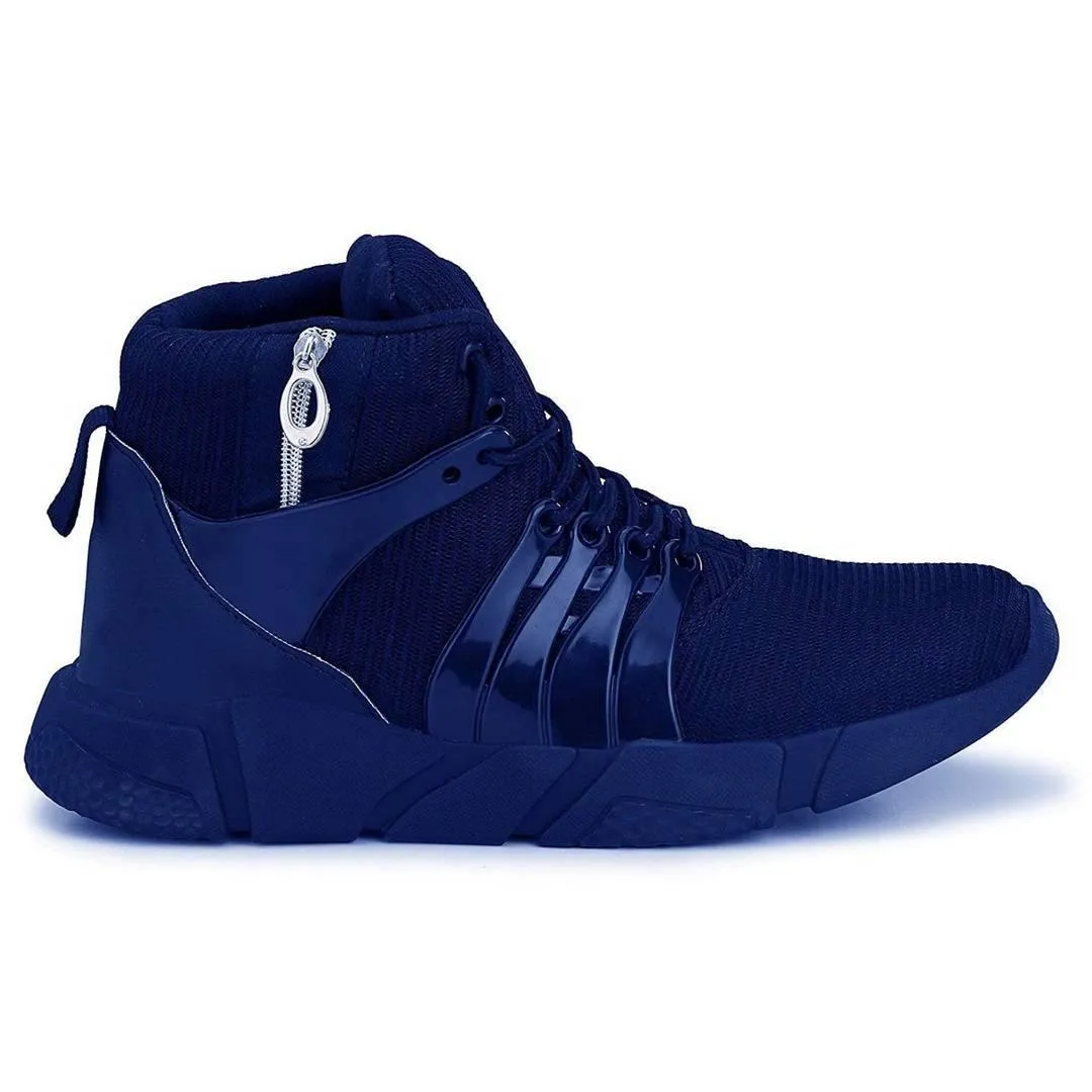 Stylish Navy Blue Mesh Running Sports Shoes For Men