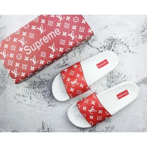 Sup x LV 14ss Slide Sandals Red and White