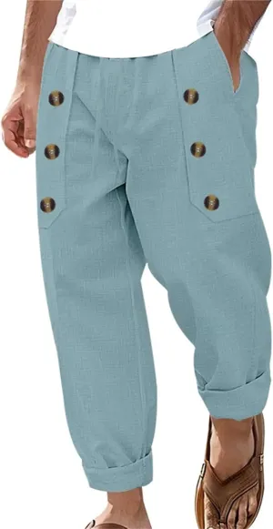 Sweatpants for Men Lounge Cargo Sports Tapered Solid Color Split Ripstop Fitted Elasticated Waist Joggers