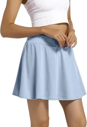Tennis Skorts for Women Tummy Control High Waisted Golf Skirts Casual Lightweight Running Skort Workout A-Line Mini Skirt